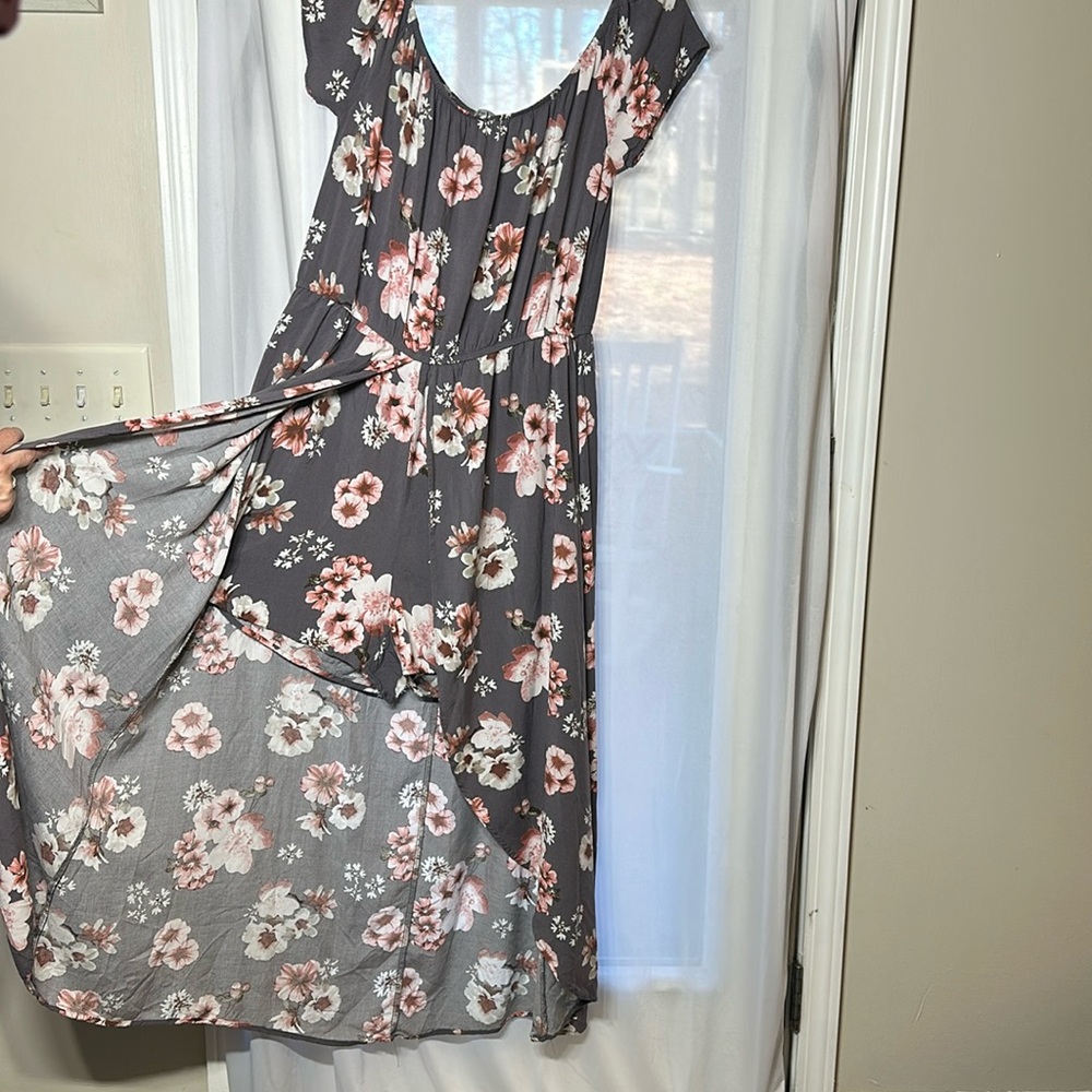 2X Romper Dress grey floral